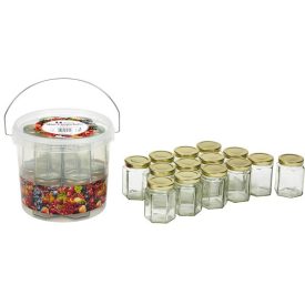 Konzerves üveg tetővel - 195 ml, 14db-os, vödrös