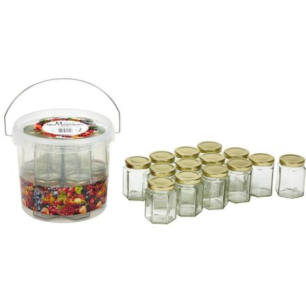 Konzerves üveg tetővel - 195 ml, 14db-os, vödrös
