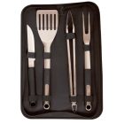 4-részes prémium rozsdamentes grilleszköz készlet - táskában