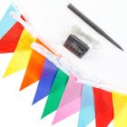 Szolár fényfüzér - zászlós - 4 m - 35 színes LED