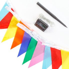 Szolár fényfüzér - zászlós - 4 m - 35 színes LED