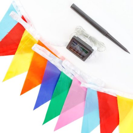 Szolár fényfüzér - zászlós - 4 m - 35 színes LED