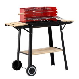 Piros grillsütő kerekekkel