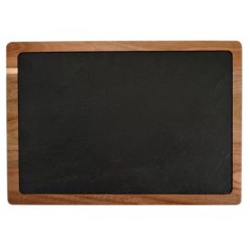 Pala tálaló akáciafa tartóval 33x23 cm