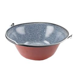 Zománcozott gulyás bogrács - 14 liter piros/cirmos