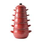 Piros Pöttyös Zománcozott lábas - 20cm, fedővel