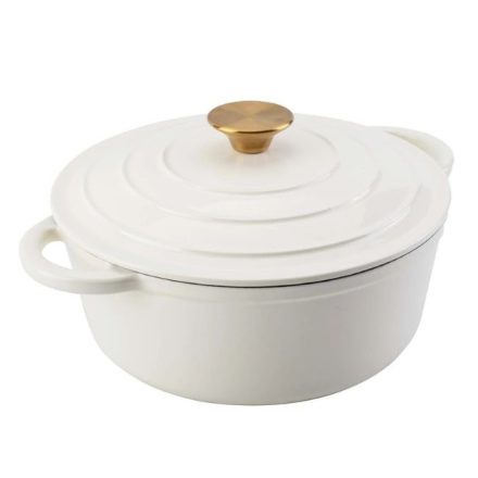 Zománcozott öntöttvas lábas - 24 cm, 3,6L, fehér
