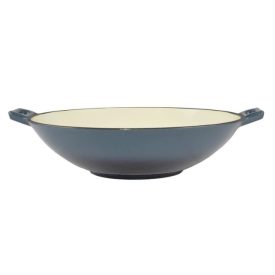 Zománcozott Öntöttvas Wok - 37 cm, acélkék