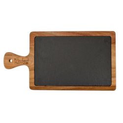 Pala tálaló akáciafa tartóval 26x18 cm