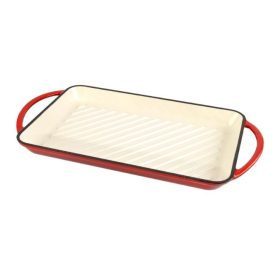 Öntöttvas grill tepsi - 33 x 21,5 cm, piros