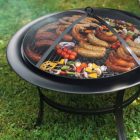 Kerti faszenes grillsütő fedéllel