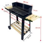 Téglalap alakú görgős faszenes grillsütő