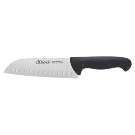 Santoku kés, műanyag nyéllel, fekete, 180 mm